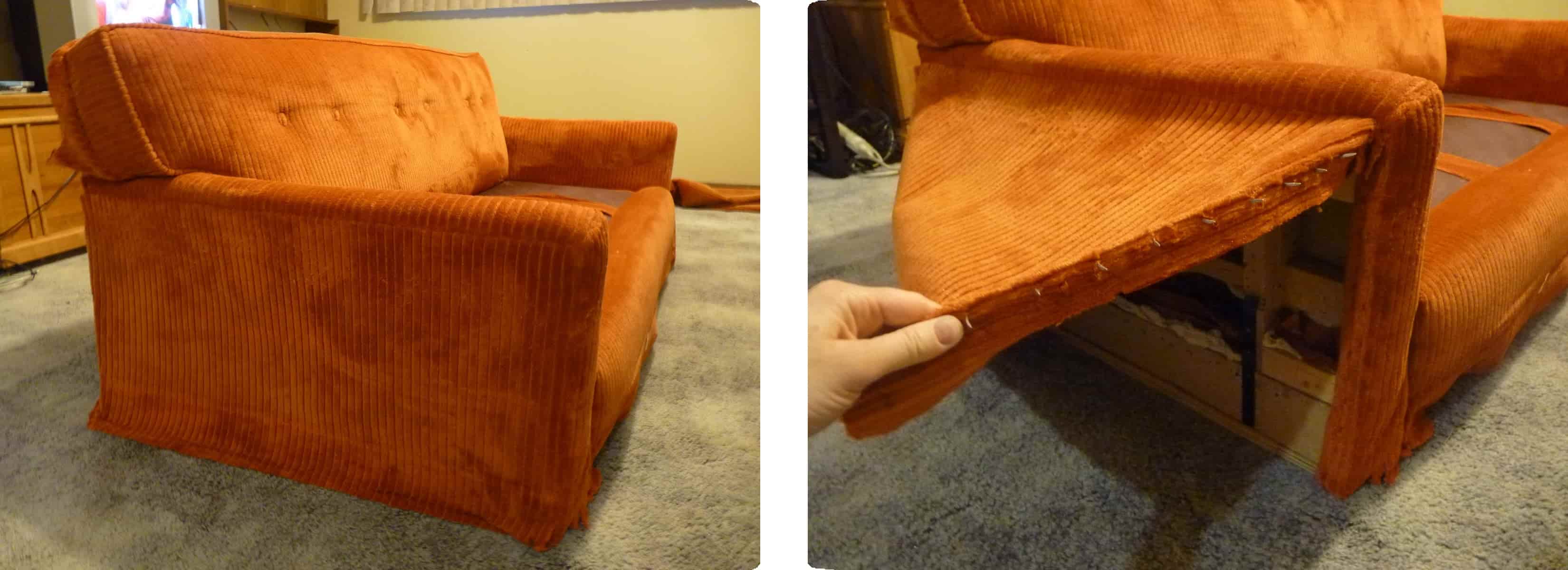 retirado de tela brazos del sillón para tapizar