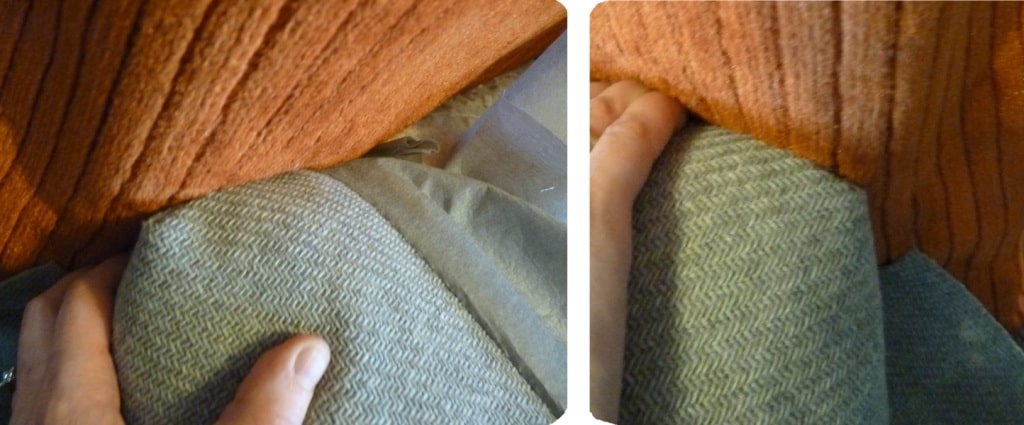 ajustar panel de tela para un sillón antes de tapizar