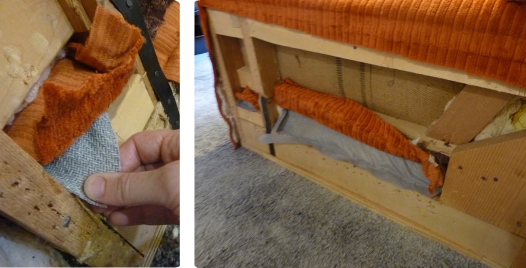 ajustar y engrampar tela al sillón para tapizar