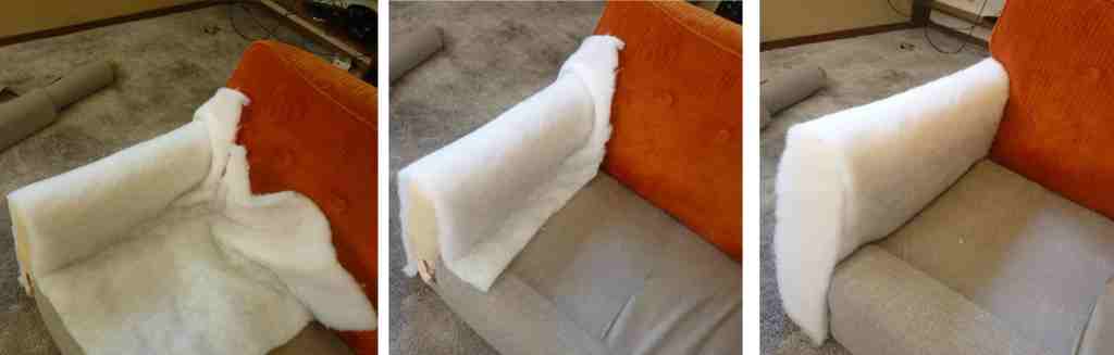 relleno de laterales para tapizado con telas de un sillón