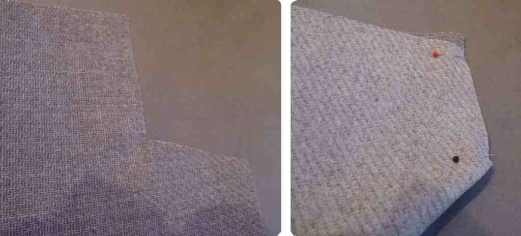 unión de equinas con alfileres de telas para tapizar sillón
