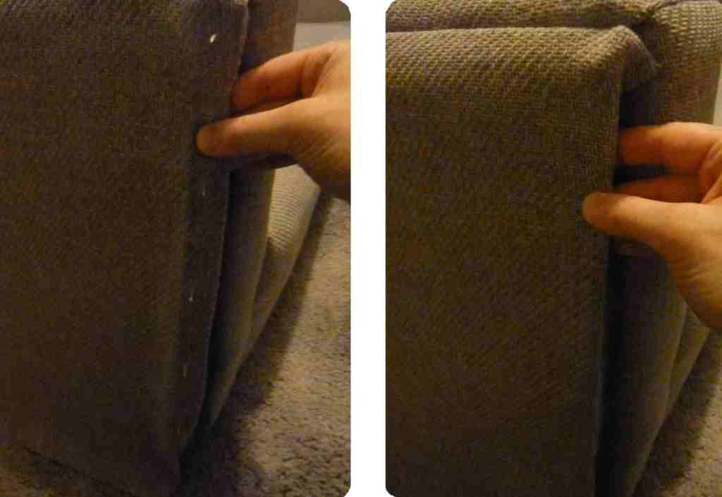 colocación de varilla de tela lateral para tapizar el sillón