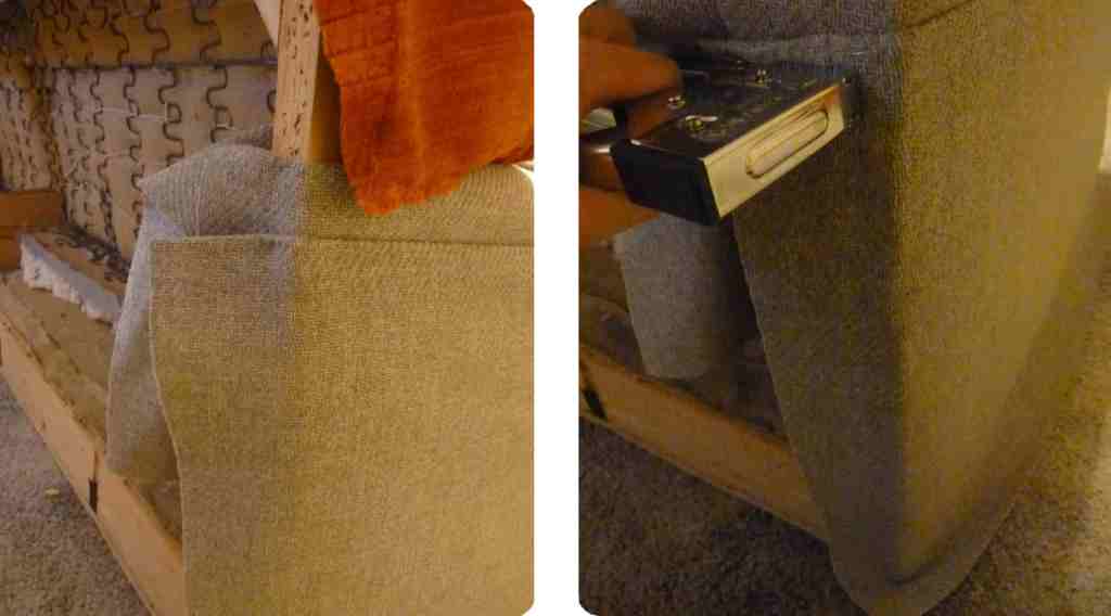 fijación trasera de tela lateral de sillón tapizado