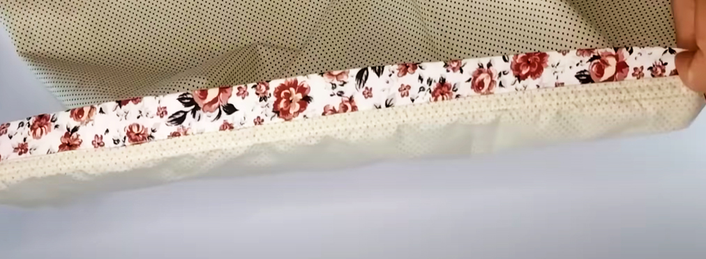 costura de unión de tela superior con tela de base para bolsa de baño