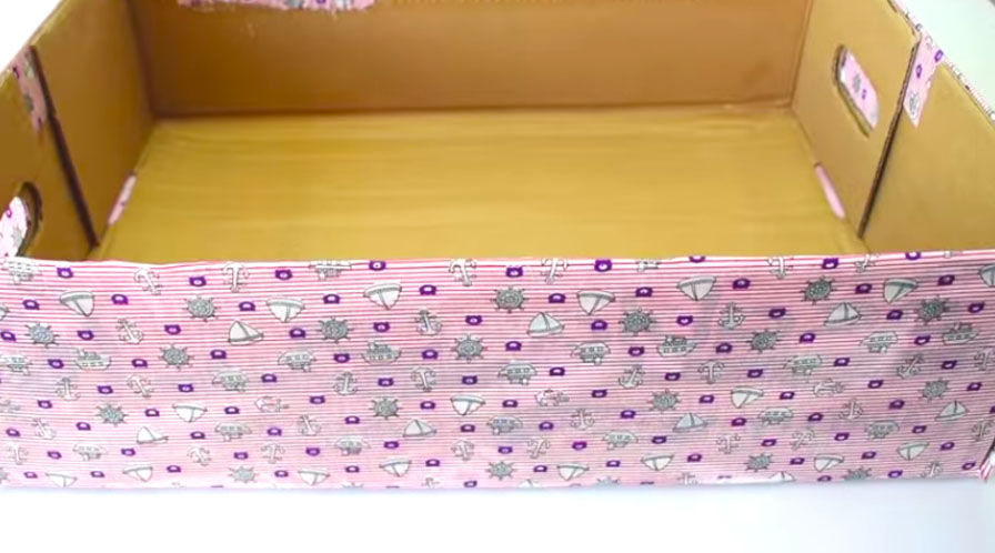 armado de caja con tela para organizador de pañales