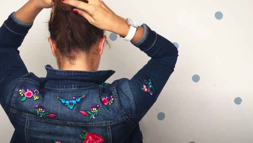 transformación de campera de jean con tela terminada