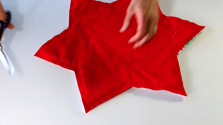 costura de unión de tela delantera con tela trasera de estrella para individual navideño
