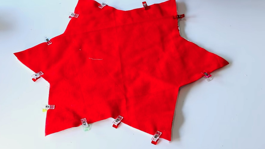 unión de tela trasera a tela delantera para individual en forma de estrella navideño