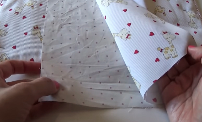unión de telas de rectángulos para bolsa de bebé